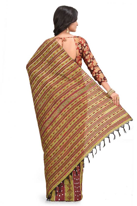 handcrafted kantha work and khesh cotton saree