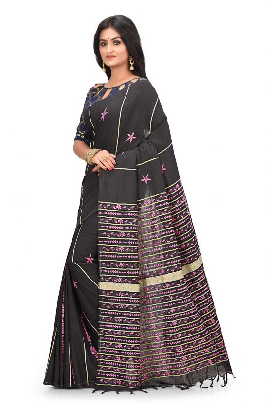 handcrafted kantha & khesh cotton saree