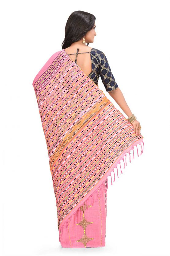 handcrafted kantha work and khesh cotton saree