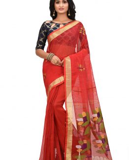 Pure Linen Jamdani Saree-Mirchi Masala