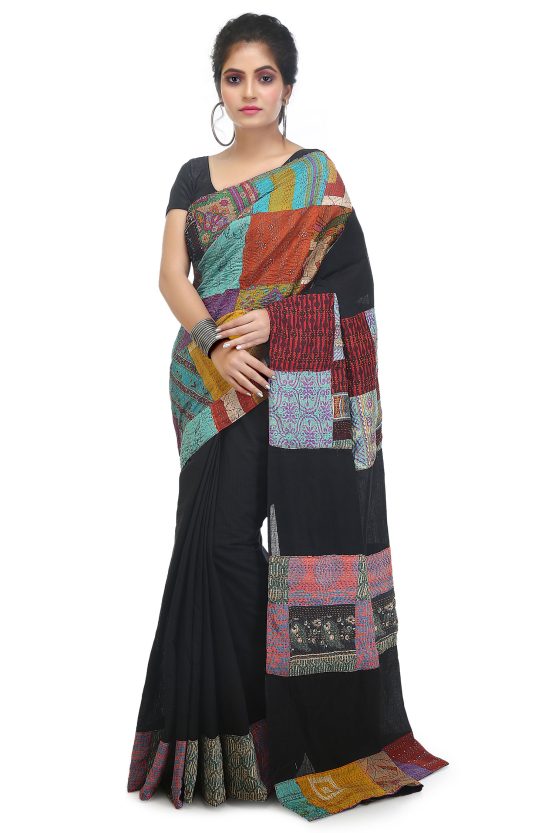 khadi kantha work saree