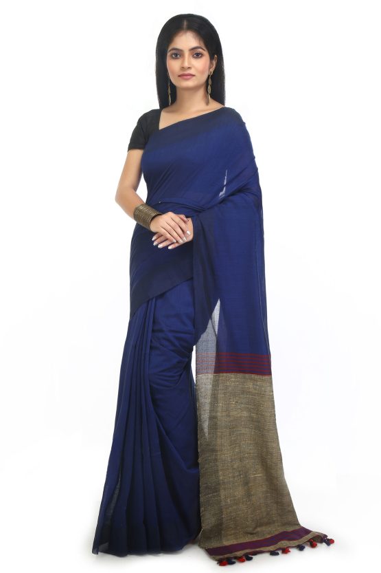 Fulia Cotton Saree-Blue Sky