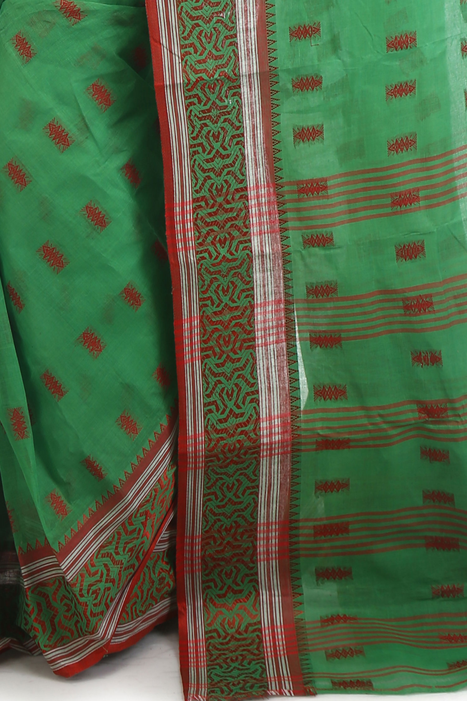 Buy GRECIILOOKS Women's Kota Doria Solid Cotton Silk Manipuri Striped Woven  Traditional Saree With with Blouse Piece (GREEN) at Amazon.in