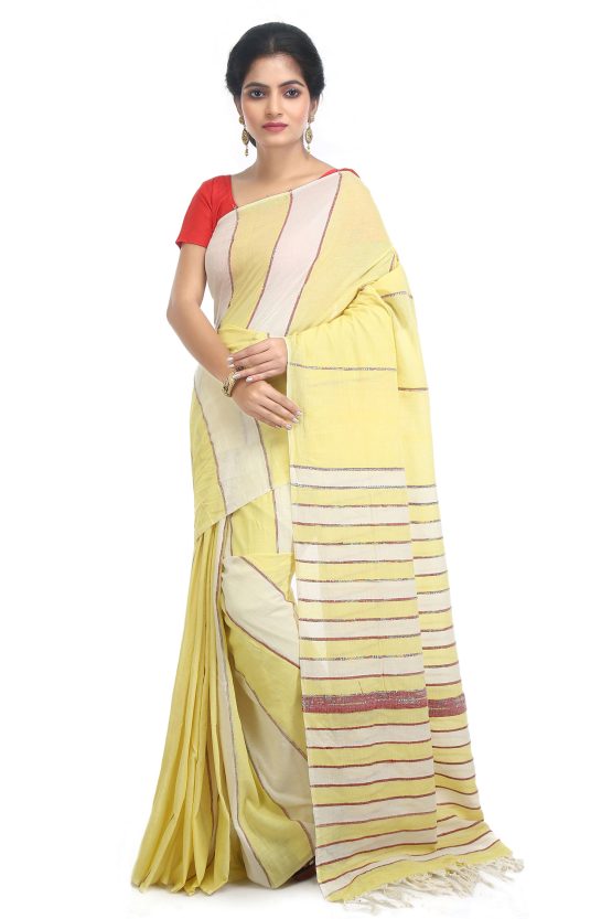 Birbhum Khes Cotton Saree-Maple Leaves