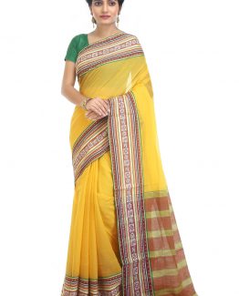 Tangail Cotton Saree-Yellow Tang