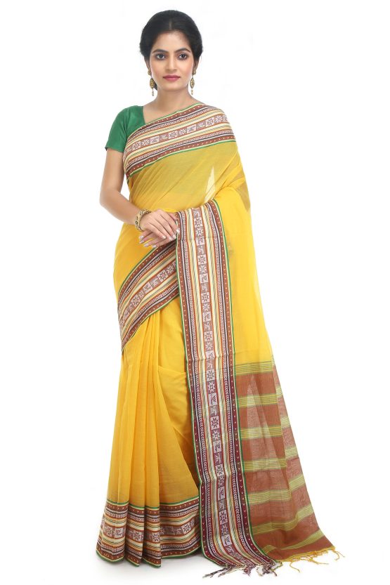 Tangail Cotton Saree-Yellow Tang