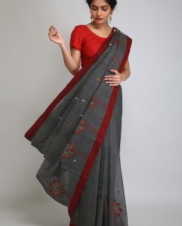 Jamdani Saree-Grey Garden