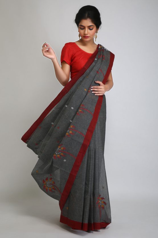 Jamdani Saree-Grey Garden