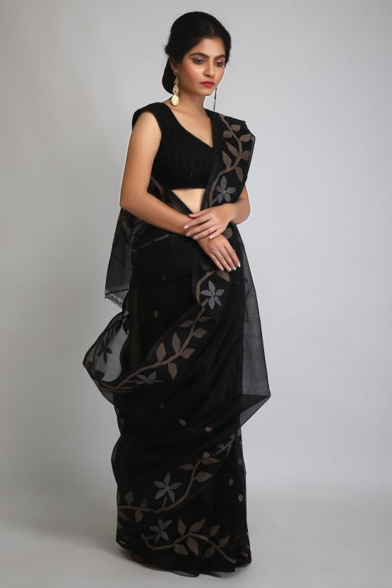 Jamdani Saree-Black Cave