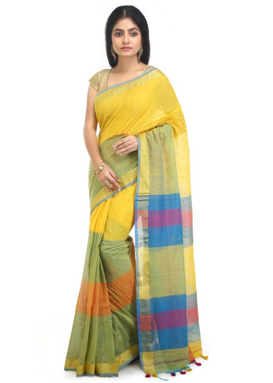 Fulia Cotton Saree-Apricots