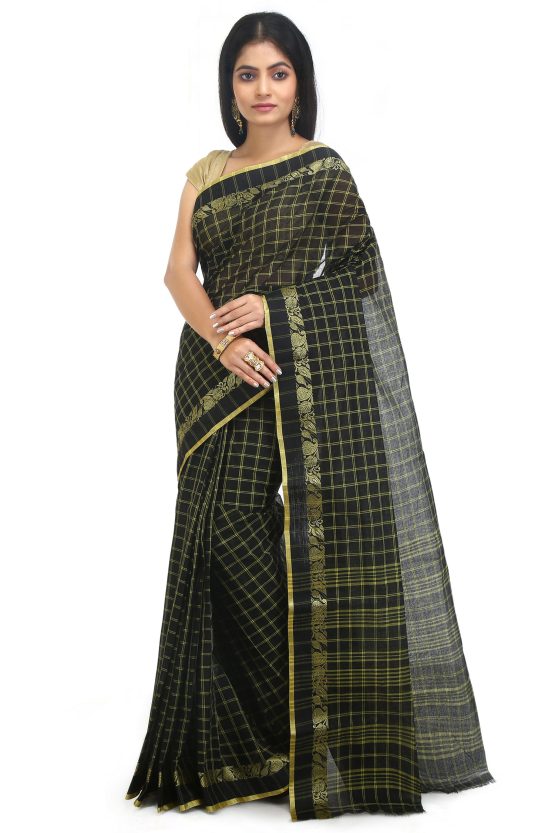 Tangail Cotton Saree-Black Cat