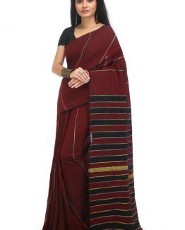 Khesh Cotton Saree-Wine Delight