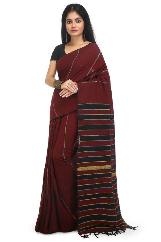 Khesh Cotton Saree-Wine Delight