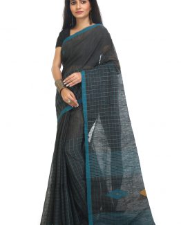 Fulia Cotton Saree-Woodsmoke