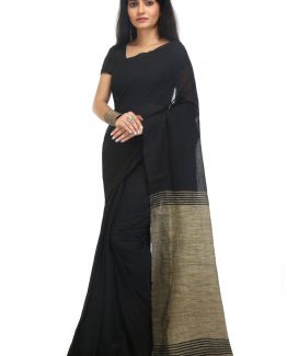 Fulia Cotton Saree-Black Hole