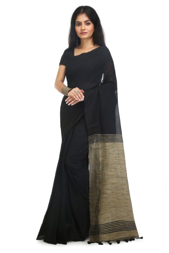 Fulia Cotton Saree-Black Hole