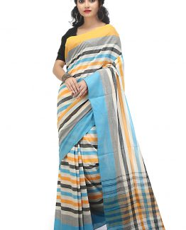 Dhaniakhali Cotton Saree-Okra