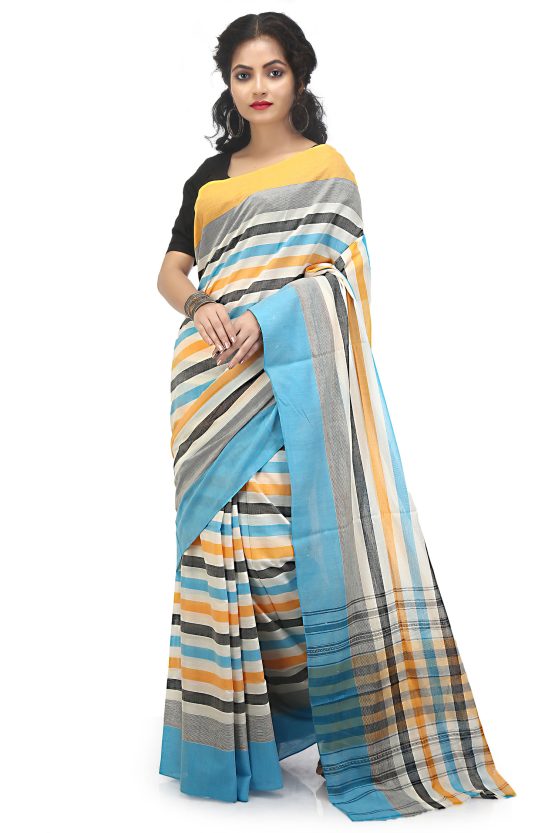 Dhaniakhali Cotton Saree-Okra