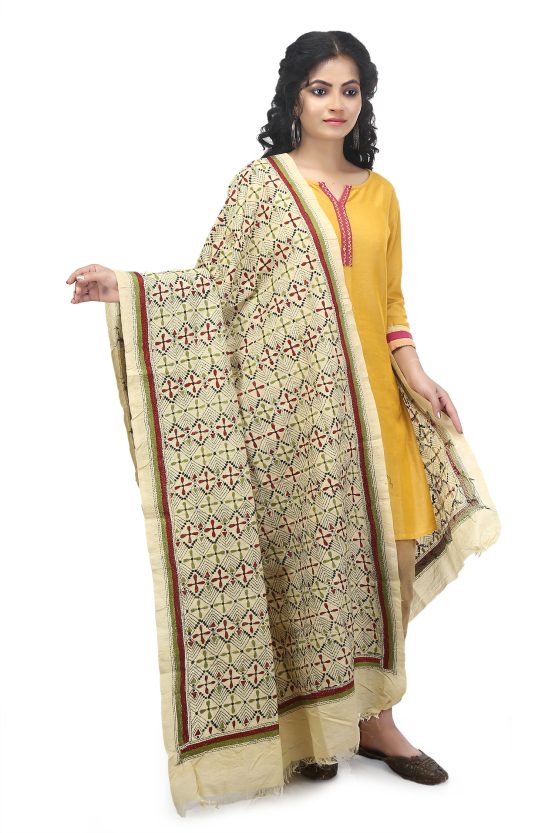 Pure Tushar Floral Nakshi Kantha Dupatta