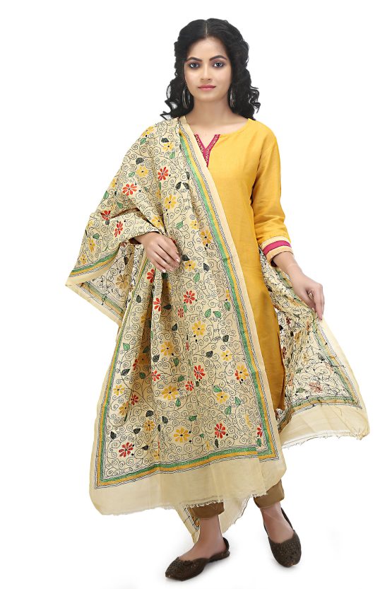 Pure Tushar Nakshi Kantha Dupatta