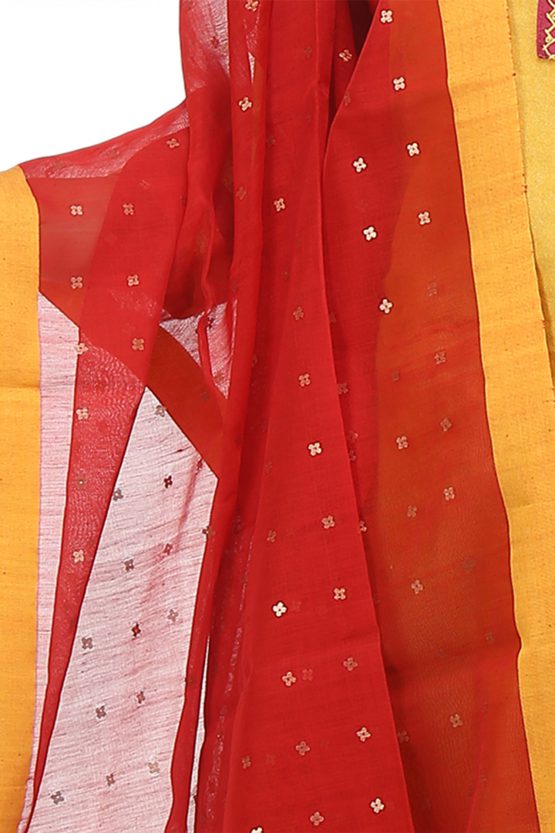 Handwoven Red Metal Sequence Dupatta
