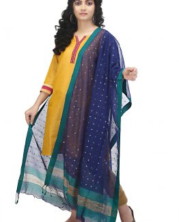 Handwoven Blue Metal Sequence Dupatta