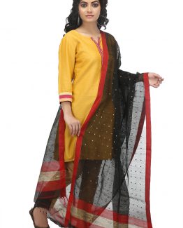 Handwoven Black Metal Sequence Dupatta