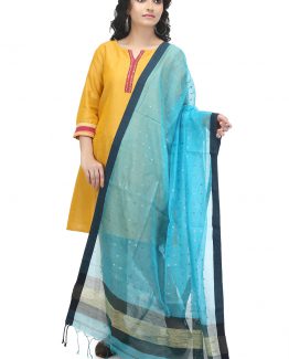 Handwoven Sky Blue Metal Sequence Dupatta