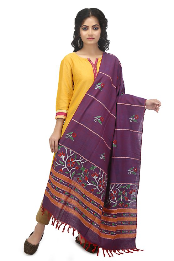 Pure Cotton Nakshi Kantha Dupatta