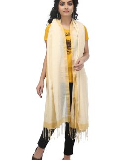 Handwoven Beige Cotton Dupatta