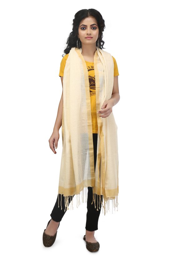 Handwoven Beige Cotton Dupatta