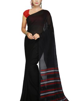 Fulia Cotton Saree-Black Pepper