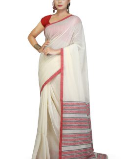 Fulia Cotton Saree-Snow Ball