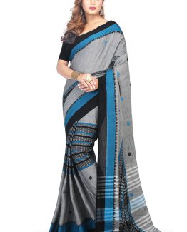 Dhaniakhali Cotton Saree-Smokey Potato