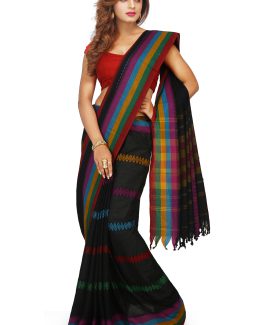 Dhaniakhali Cotton Saree-Dark Bird