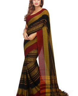 Dhaniakhali Cotton Saree-Black Cherry