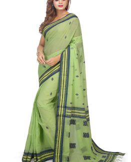 Tangail Cotton Saree-Mint Coktail